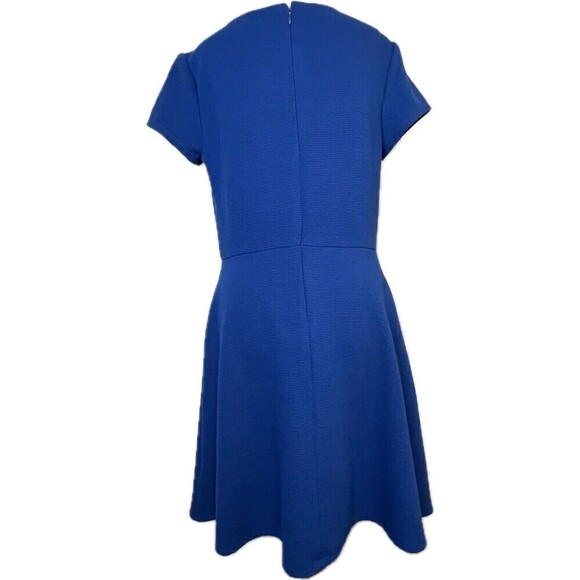 Merona Royal‎ Blue V-Neck Textured Flared Dress With Pockets Size Medium - Picture 2 of 7